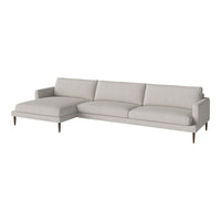 Light grey modern sectional sofa with clean lines and smooth fabric. Ideal for contemporary living spaces.