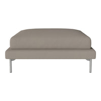 Neutral gray sofa with a smooth, minimalist design and sleek metal legs, perfect for modern aesthetics.