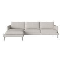 Light gray modern sectional sofa with smooth upholstery and minimalist design. Perfect for contemporary interiors.