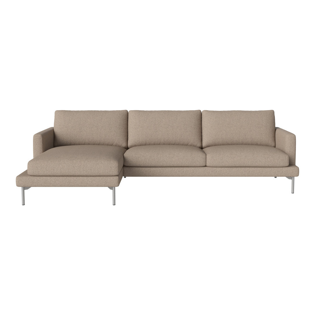 Beige sectional sofa with a clean, minimalist design and subtle textured fabric, perfect for modern interiors.