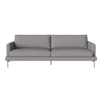 Gray fabric sofa with a clean, minimalist design and sleek silver legs, perfect for modern interiors.
