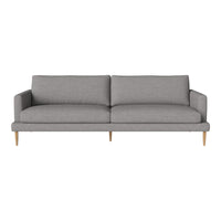 Light grey modern sofa with a minimalist design and wooden legs, perfect for contemporary living spaces.