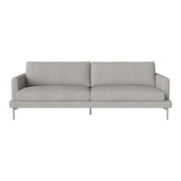 Light gray modern sofa with a minimalist design and smooth upholstery, complemented by sleek metal legs.