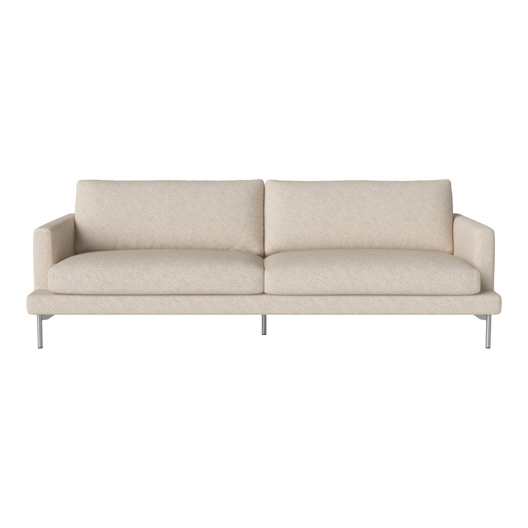Light beige sofa with subtle texture, featuring clean lines and silver leg accents. Ideal for modern interiors.