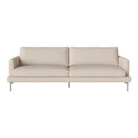 Light beige sofa with subtle texture, featuring clean lines and silver leg accents. Ideal for modern interiors.