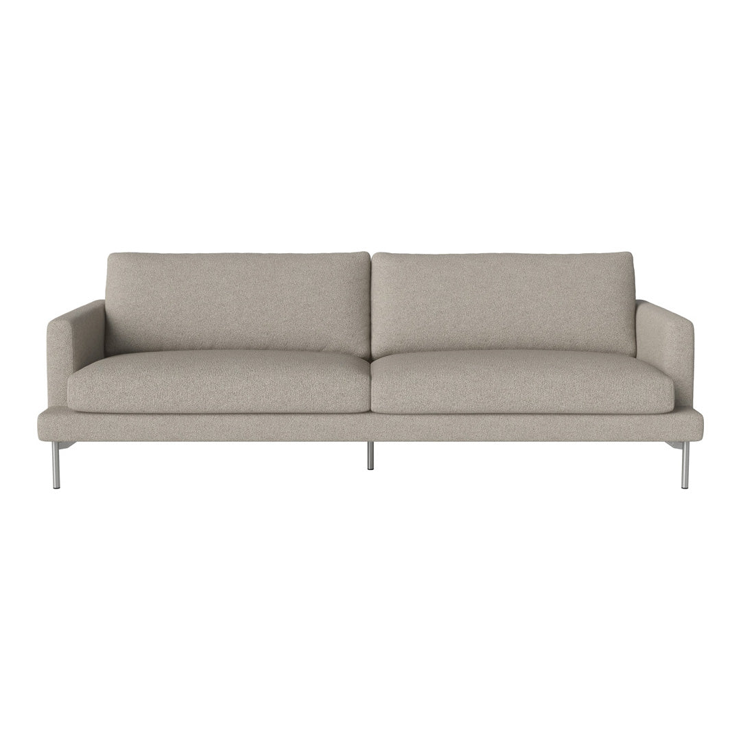 Light gray modern sofa with a minimalist design and smooth upholstery. Sleek metal legs enhance its contemporary look.