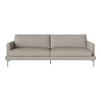 Light gray modern sofa with a minimalist design and smooth upholstery. Sleek metal legs enhance its contemporary look.