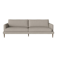 Light beige modern sofa with a minimalist design and subtle texture, featuring clean lines and natural wood legs.