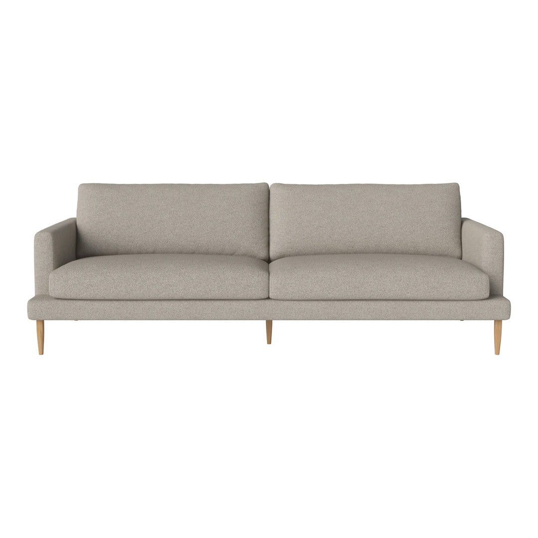 Light gray fabric sofa with clean lines and natural wood legs, offering a minimalist and modern design.