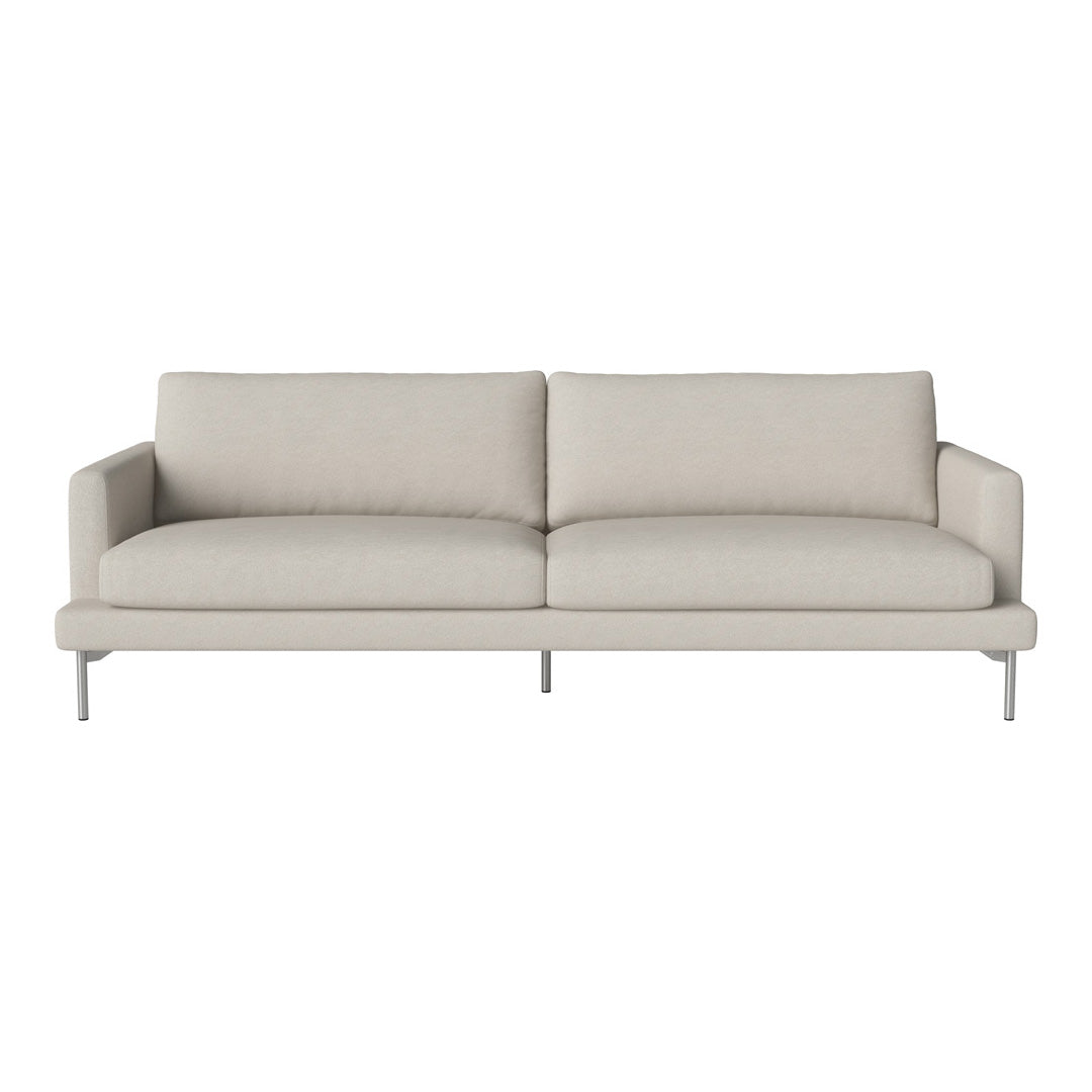 Light beige modern sofa with smooth texture and clean lines, featuring subtle color and minimalist design.
