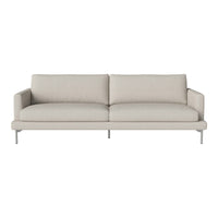 Light beige modern sofa with smooth texture and clean lines, featuring subtle color and minimalist design.