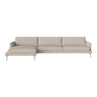 Light beige sectional sofa with a smooth, minimalist design and subtle texture, perfect for modern interiors.