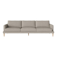 Light grey modern sofa with clean lines and subtle texture, featuring wooden legs for an elegant touch.