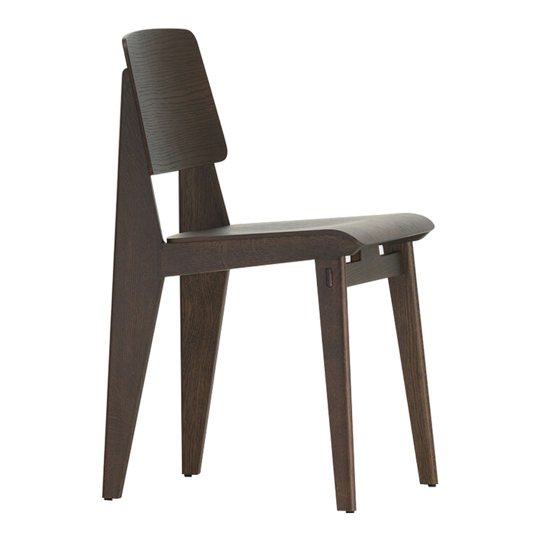 Modern wooden chair in a rich dark brown finish with a sleek, minimalist design.