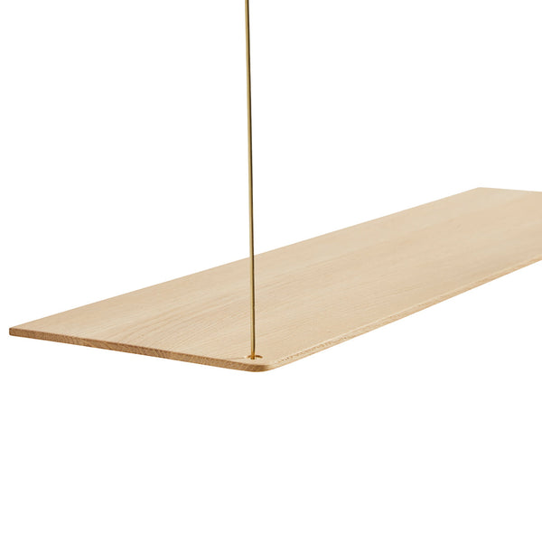 Natural wood color with a smooth, minimalist design and a simple hanging mechanism. Clean and modern aesthetic.