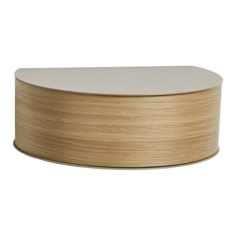 Light wood grain finish with a smooth, neutral beige top. Modern, minimalist design for contemporary decor.