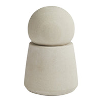 Beige decorative sculpture featuring a smooth spherical top and textured conical base, perfect for minimalistic decor.