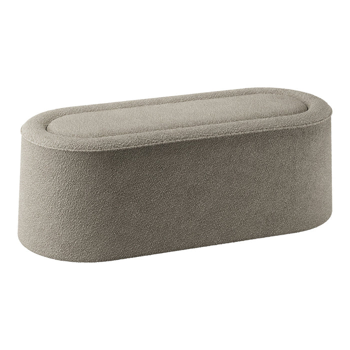 Soft gray fabric storage box with smooth, rounded edges and a minimalist design, ideal for stylish organization.