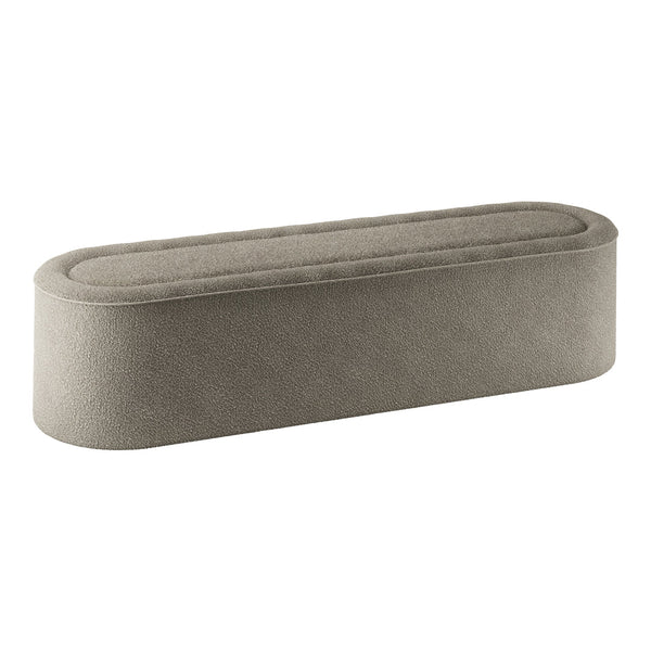 Sleek oval storage box in soft gray fabric with a smooth, minimalist design. Ideal for organizing your space.