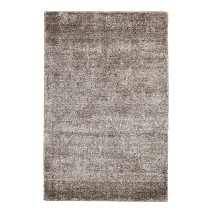 Gray and beige area rug with a subtle, textured pattern, perfect for modern decor.