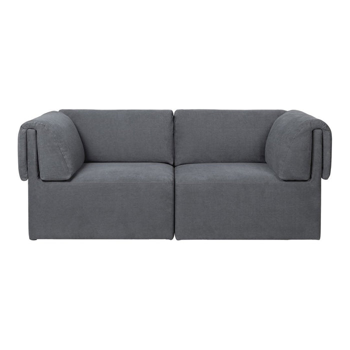 Gray sofa with clean lines and soft, textured fabric, featuring a solid, minimalist design. Perfect for modern decor.