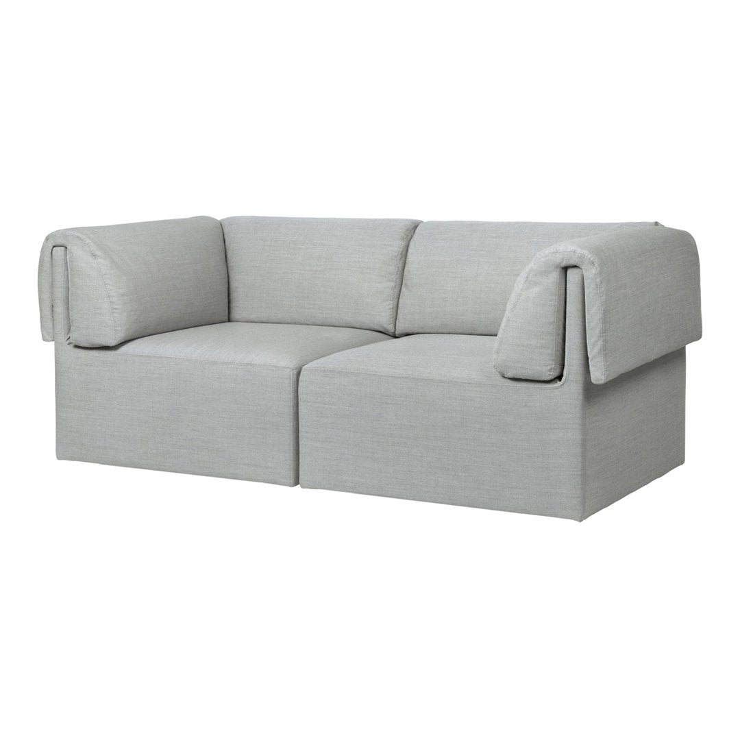 Light gray sofa with a minimalist design and soft, smooth fabric. Perfect for modern living spaces.