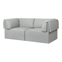 Light gray sofa with a minimalist design and soft, smooth fabric. Perfect for modern living spaces.