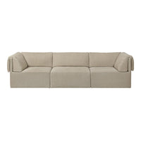Light beige modern sofa with clean lines and subtle texture, perfect for contemporary living spaces.