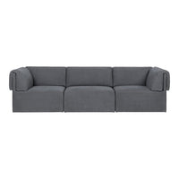 Gray sofa with a modern, minimalist design and soft, textured fabric. Perfect for contemporary living spaces.