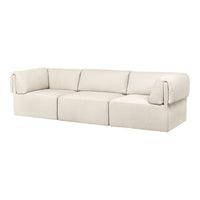 Cream-colored modular sofa with a soft textured fabric and minimalistic design.