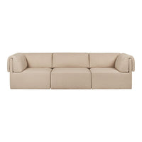 Beige modular sofa with a seamless design and soft, textured fabric. Ideal for modern living spaces.