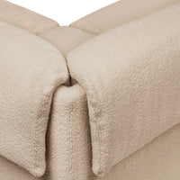 Beige plush fabric with a soft, textured pattern, featuring clean lines and a cozy appearance.