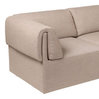 Beige linen fabric sofa with a minimalist design and seamless cushion detailing. Perfect for modern interiors.