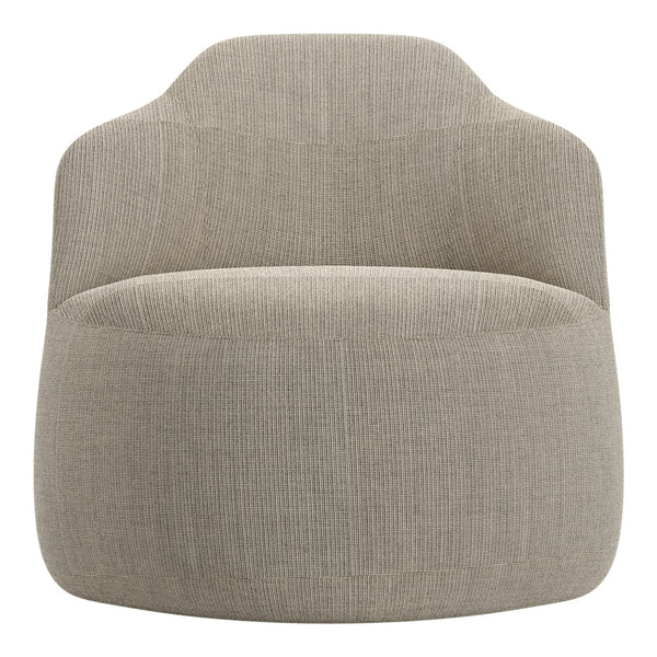 Stylish neutral beige armchair with textured pattern, perfect for modern home decor.