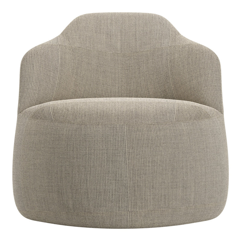 Stylish neutral beige armchair with textured pattern, perfect for modern home decor.