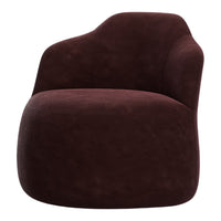 Burgundy plush chair with a smooth, rounded design, perfect for cozy, modern interiors.