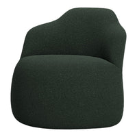 Dark green upholstered chair with a smooth, textured fabric and modern design. Perfect for contemporary interiors.