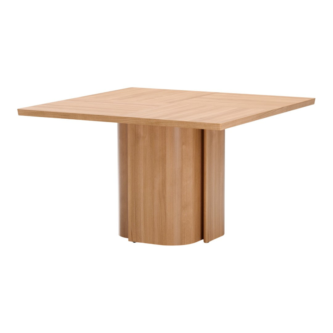 Light oak square dining table with a sleek, minimalistic design and smooth wood grain finish. Perfect for modern interiors.