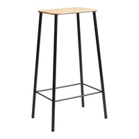Natural wood top with black metal legs, featuring a sleek and modern design perfect for any contemporary space.