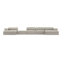 Modern modular sofa in soft beige with smooth fabric and minimalist design. Perfect for contemporary living spaces.