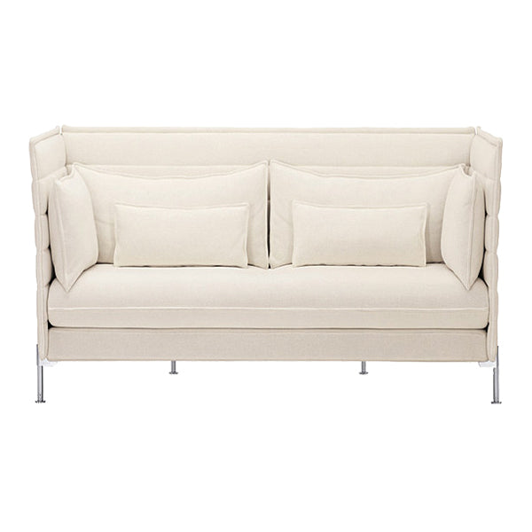 Cream-colored modern sofa with soft cushions and a sleek, minimal design. Ideal for contemporary interiors.