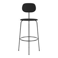 Black bar stool with a sleek, minimalist design and smooth matte finish. Elegant and modern for any space.