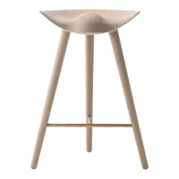 Lightwood bar stool with a smooth contoured seat and minimalist design, featuring natural wood grain and soft edges.