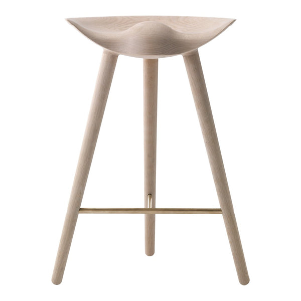 Lightwood bar stool with a smooth contoured seat and minimalist design, featuring natural wood grain and soft edges.
