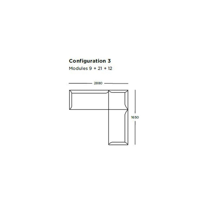 Diagram of L-shaped furniture configuration, featuring clean lines and minimalistic design. Colors not specified.