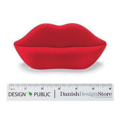 Red lips-shaped cushion with a smooth, vibrant surface, perfect for adding a pop of color to any decor.