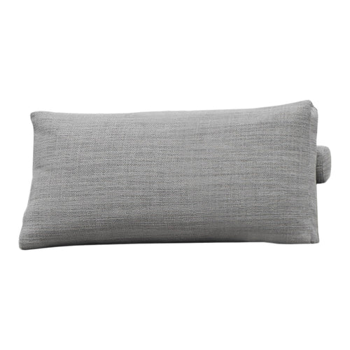 Gray textured bolster pillow with subtle woven pattern, perfect for modern decor.