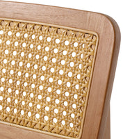 Natural wood frame with intricate woven rattan in a warm, golden hue, showcasing a modern and classic pattern.