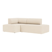 Beige contemporary sectional sofa with smooth, minimalist design and clean lines. Ideal for modern living spaces.