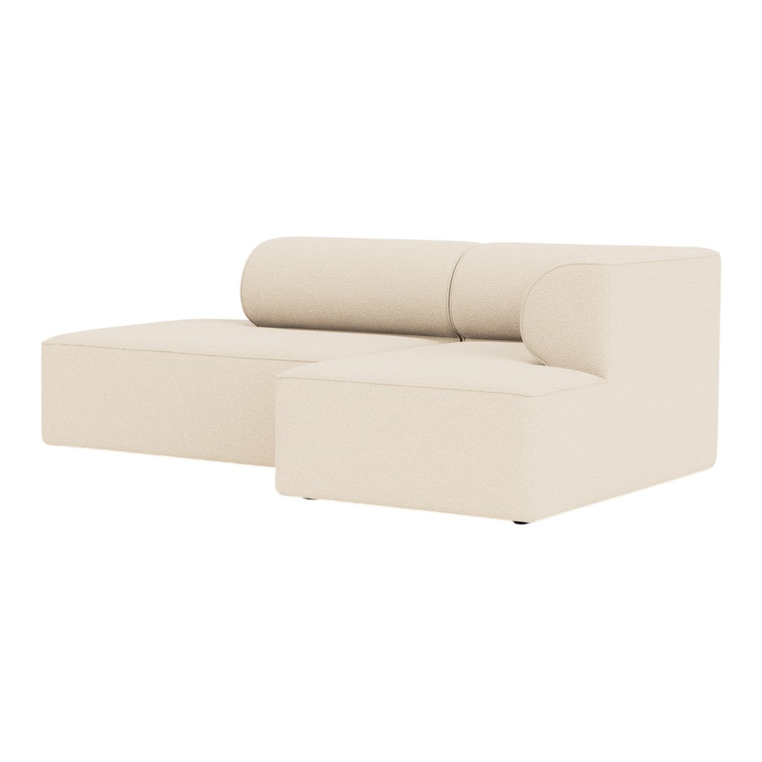 Beige modern sectional sofa with smooth, minimalist design and rounded backrest. Ideal for contemporary interiors.